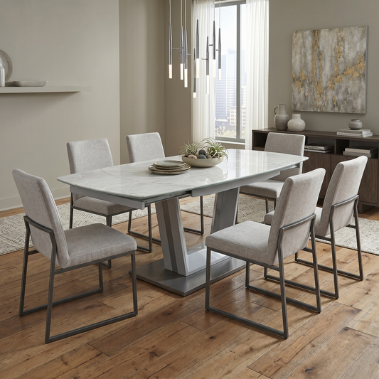 ‘Grigio’ Ceramic Top Swivel Extending Dining Table