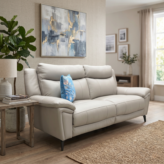'Panache' Oyster Cat-40-08 Leather 3 Seater Sofa
