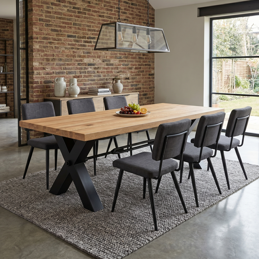 Bodahl āTerraā 1 Oil Solid Oak 240cm Dining Table with Metal X-Shaped Legs