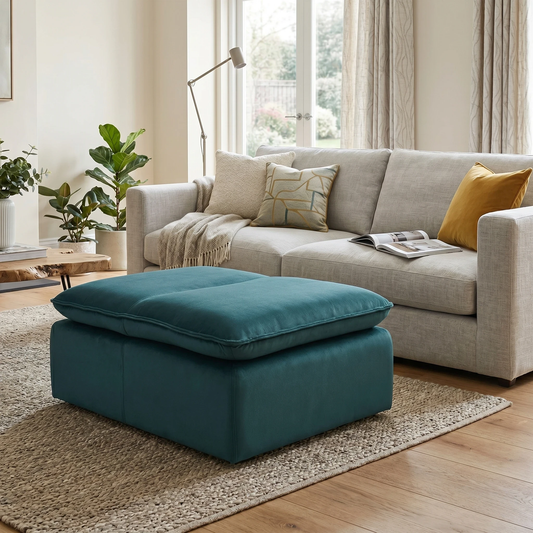 ‘Starlight Express’ Fab-Meg-R36 Lake Green Fabric Storage Chair Footstool