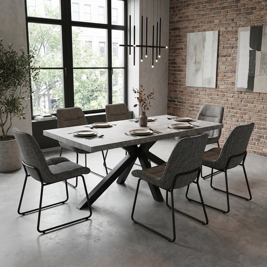 āMoonā Grey Concrete Effect Star Base Dining Table