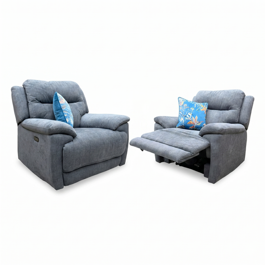 'Touch' Sfa-Pey-R09 Dove Grey Fabric Power Recliner Chair Set