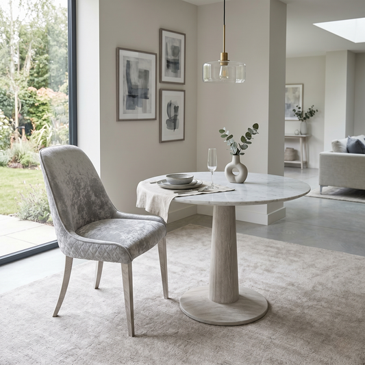 'Dolce' Silver Velvet Dining Chair