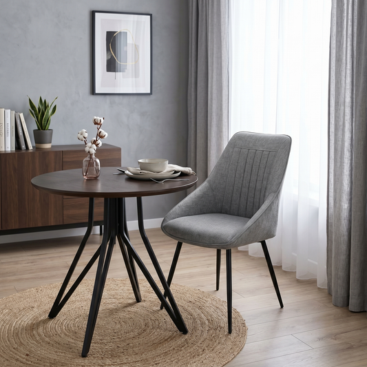 'Crete' Light Grey Fabric Swivel Dining Chair