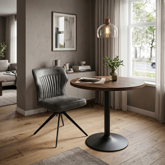 ‘Aydin’ Dark Grey Fabric Swivel Dining Chair