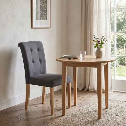 Furnitureland 'Augusta' Anthracite Grey Roll Back Upholstered Dining Chair