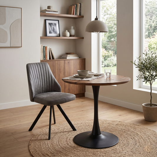 ‘Aquila’ Grey Fabric Swivel Dining Chair