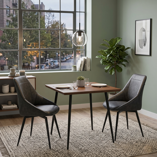 ‘Crete' Dark Grey Faux Leather Pair of Swivel Dining Chairs