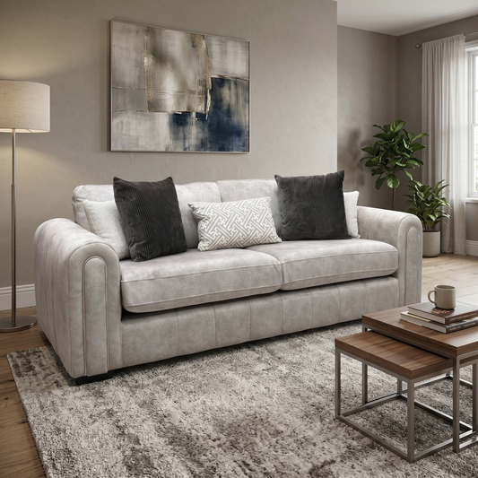 ‘Amara’ Dapple Stone Fabric 3 Seater Sofa
