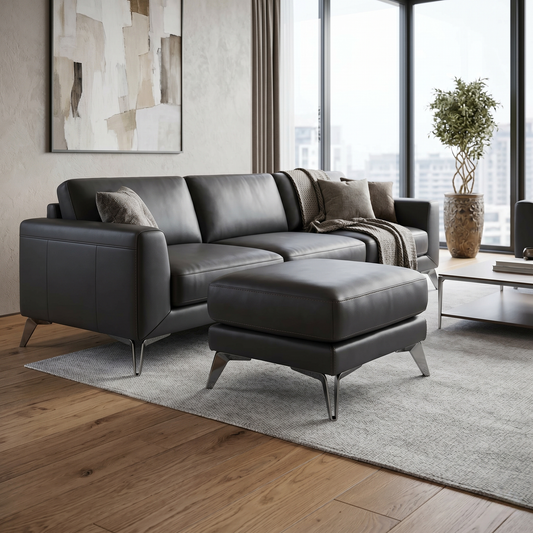 ‘Contempo’ Bv-1748 Dark Chocolate Leather Footstool