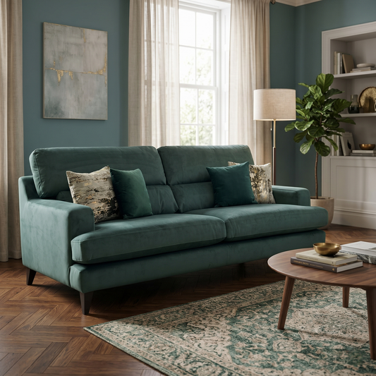 The Lounge Co. ‘Romilly’ Cur226 Curly Kale Green Wa Ft Fabric 4 Seater Sofa