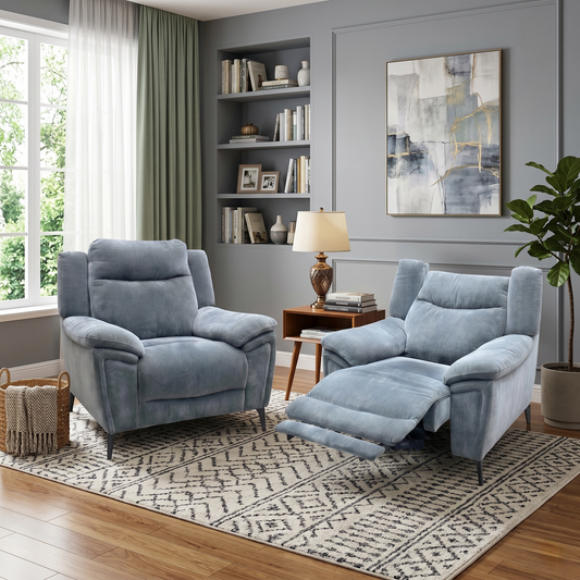 ‘Panache’ Manhattan Charcoal Grey 58003 Fabric Chair & Power Recliner Chair Set