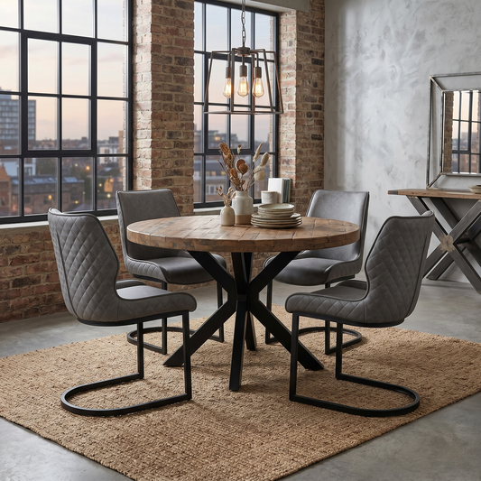 ‘Cupra’ Charcoal Grey Faux Leather Cantilever Set of 4 Dining Chairs