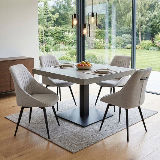 ‘Crete’ Taupe Fabric Set of 4 Swivel Dining Chairs