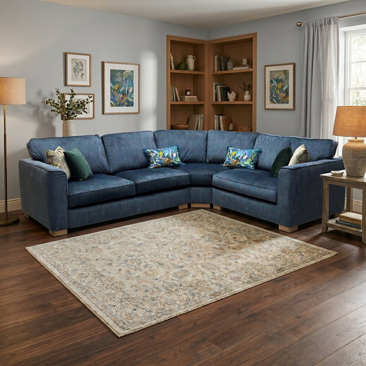 ‘Elora’ Heritage Airforce Blue Velvet Right Hand Facing Corner Sofa