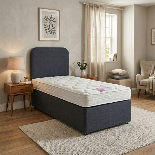 ‘Billy’ Carbon Grey Fabric Guest Bed Including 2x mattress - Single