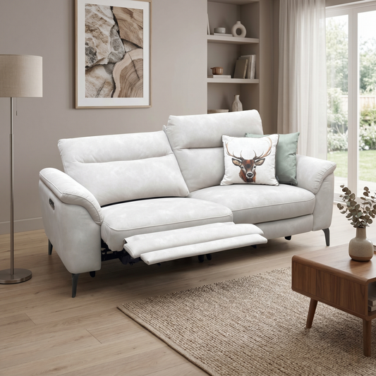 Morgan’ Dexter Ivory 43501 Fabric 3 Seater Power Recliner Sofa