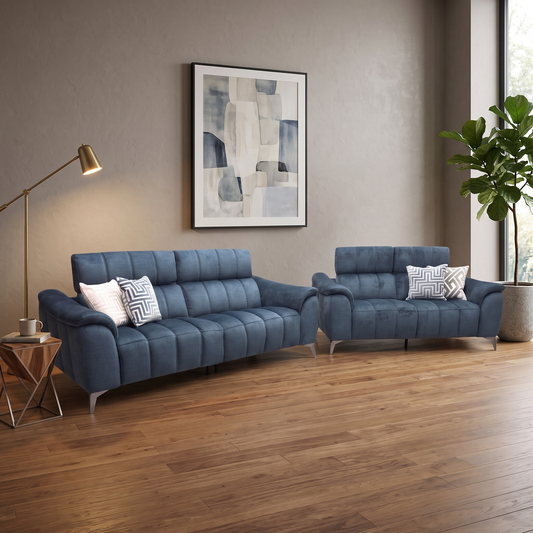 ‘Angelo’ Giula Dark Blue Gl-0108 Velvet 3 + 2 Seater Sofa Set Furniture Village