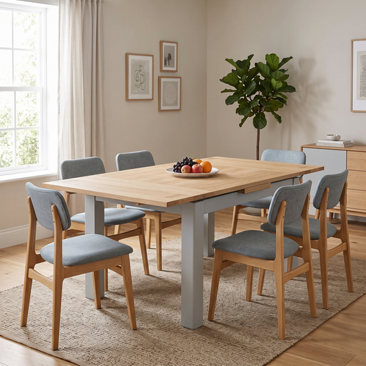 ‘Hamilton’ Solid American Oak Draw Leaf Extending Dining Table Furniture Village