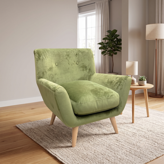'Retro' Olive Velvet Accent Chair DFS