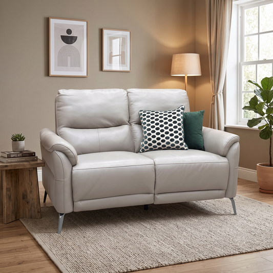 ‘Daytona' Cat-40_08 Oyster Leather 2 Seater Sofa Furniture Village