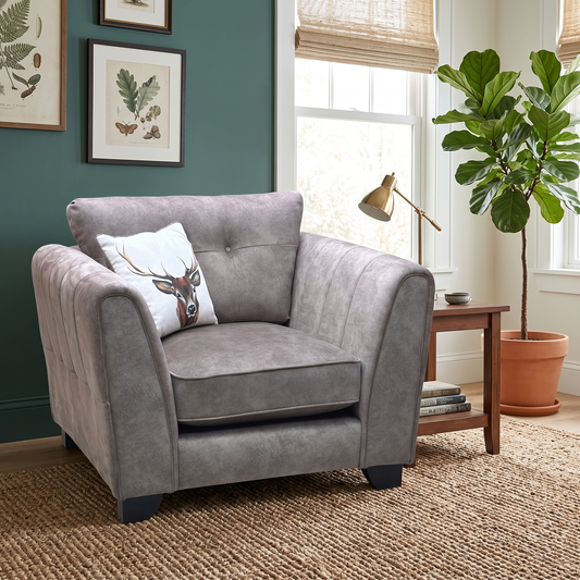 ‘Mariah’ Dapple Chocolate-Tri No Insert Fabric Classic Back Armchair (Ariana) Furniture Village