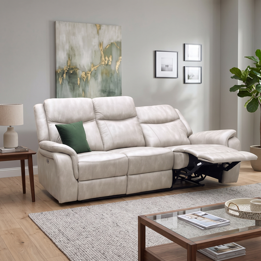 ‘Texas’ Stainley Stone Microfibre 3 Seater Power Recliner Sofa Thornbrook (a Joseph James brand)