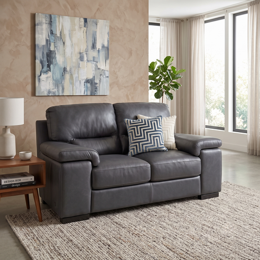 Marinelli ‘Oskar’ Grey Leather 2 Seater Sofa – view 2