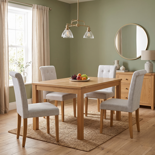 Furnitureland ‘Augusta’ Clay Grey Fabric Set of 4 Roll Back Upholstered Dining Chairs – view 2