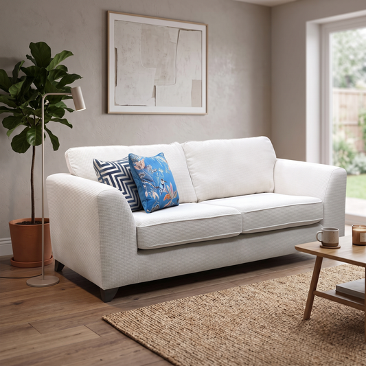 ‘Lorella' Ivory Lorella Woven Fabric Formal Back 3 Seater Sofa – view 2