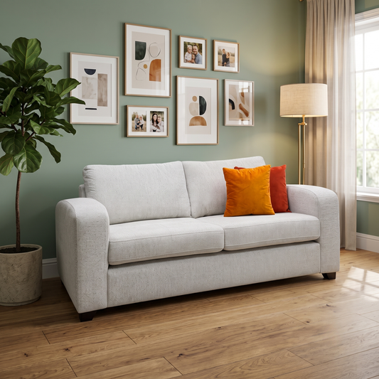 ‘Layla' Dove Grey Woven Fabric 3 Seater Sofa – view 2