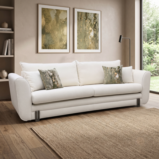 ‘Oliver’ Vanilla White Mika Boucle 4 Seater Sofa – view 2