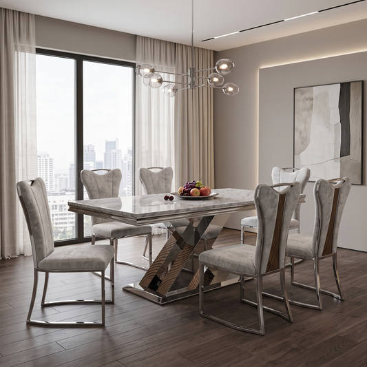 ‘Dolce’ Real Marble Large 180cm Fixed Dining Table