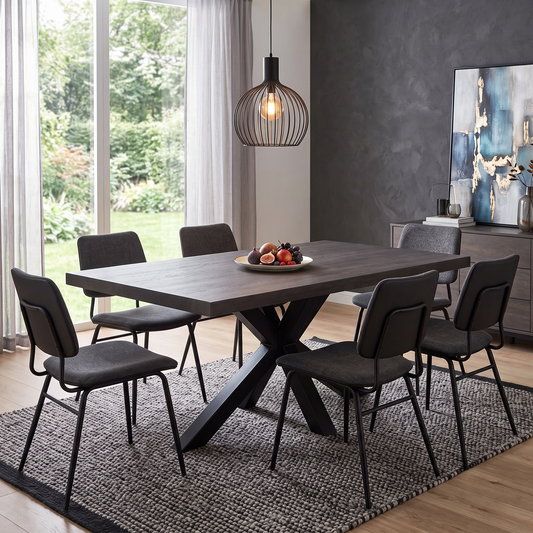 Bodahl Njord 2 Smoked Solid Oak Straight Top 160cm Dining Table with Metal Star Base – view 2
