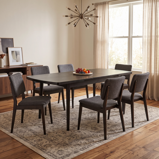 Magda Black Solid Oak Large Extending Dining Table – view 2