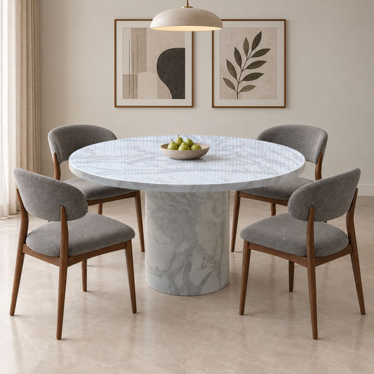 Carra White Ceramic Top Round Dining Table – view 2