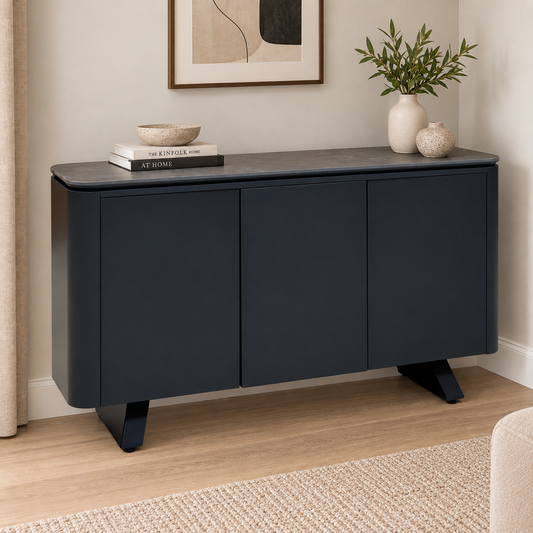 'Warrior' Grey Sintered Stone Top 3 Door Sideboard