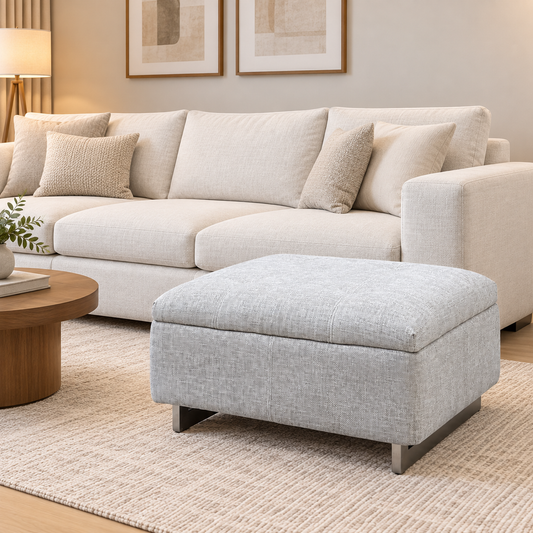 Moet 14445 Anivia Khaki Fabric Large Standard Footstool – view 2