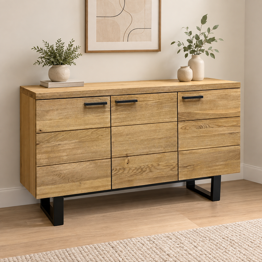 ‘Earth’ Light Oak Solid Oak Large 3 Door Sideboard