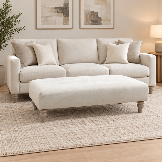 Ideal Home ‘Cotswold’ White Velvet Fabric Bench Footstool