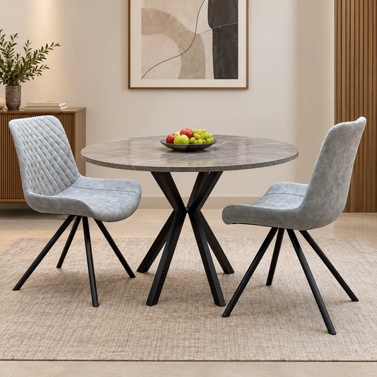 'Rocket' Taupe Faux Leather Pair of Dining Chairs