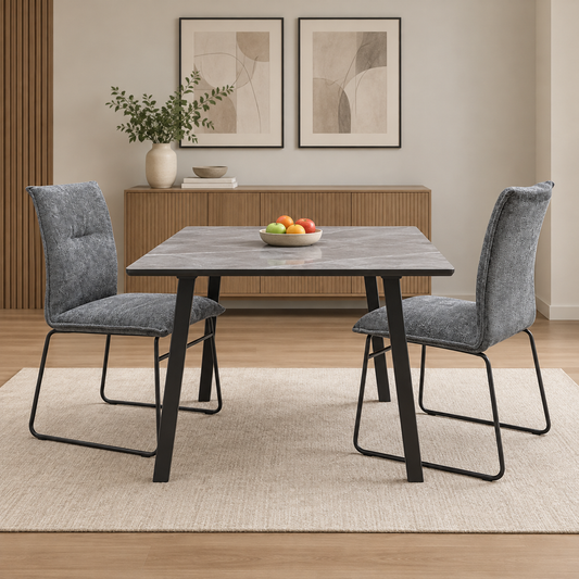 Connubia ‘Maya' Syu-Enil Taupe Fabric Pair of Lava Metal Leg Dining Chairs