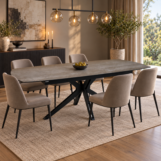 'Jose' Titanium Grey Ceramic Top 160cm Pop Up Extending Dining Table