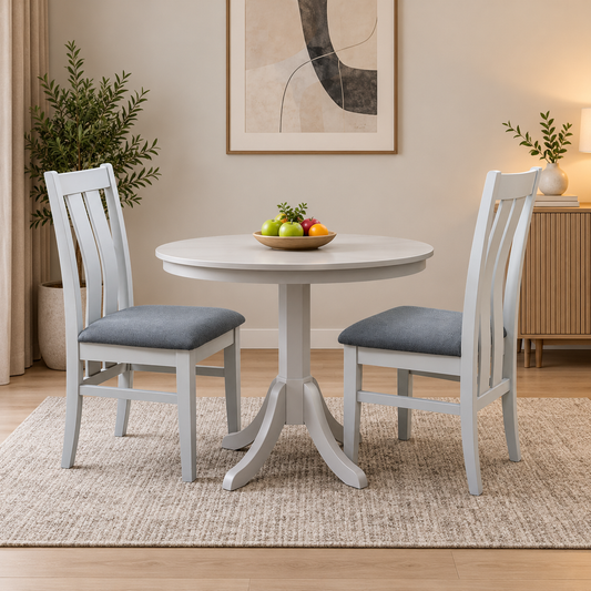 Furnitureland 'Augusta' Dark Grey Fabric Slatted Back Pair of Dining Chairs