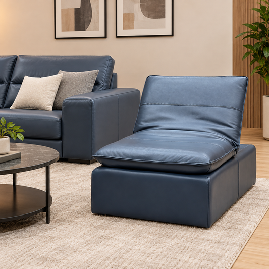 World of Leather 'Starlight Express' Bv-313e Ocean Blue Leather Storage Chair Footstool