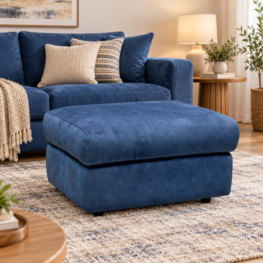 G Plan ‘Kingsbury’ A125 Stingray Indigo Velvet Fabric Storage Footstool