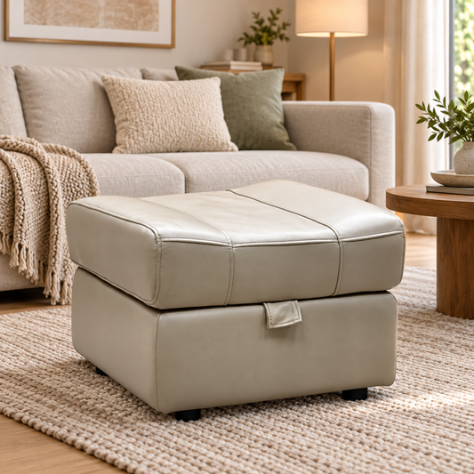 ‘Aero’ Oyster Cat-40:08 Leather Storage Footstool