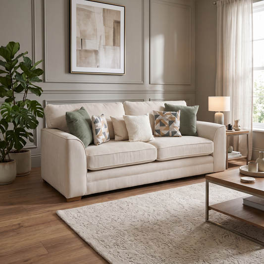 ‘Kaluna’ Natural Fabric 3 Seater Sofa