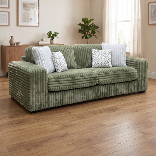 'Cosy’ Olive Green Faux Fur 3 Seater Sofa