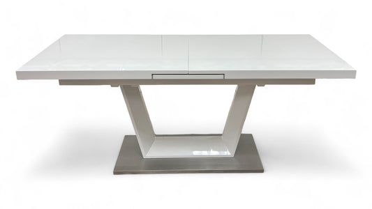 'Bianco' White High-Gloss Large Extending Dining Table